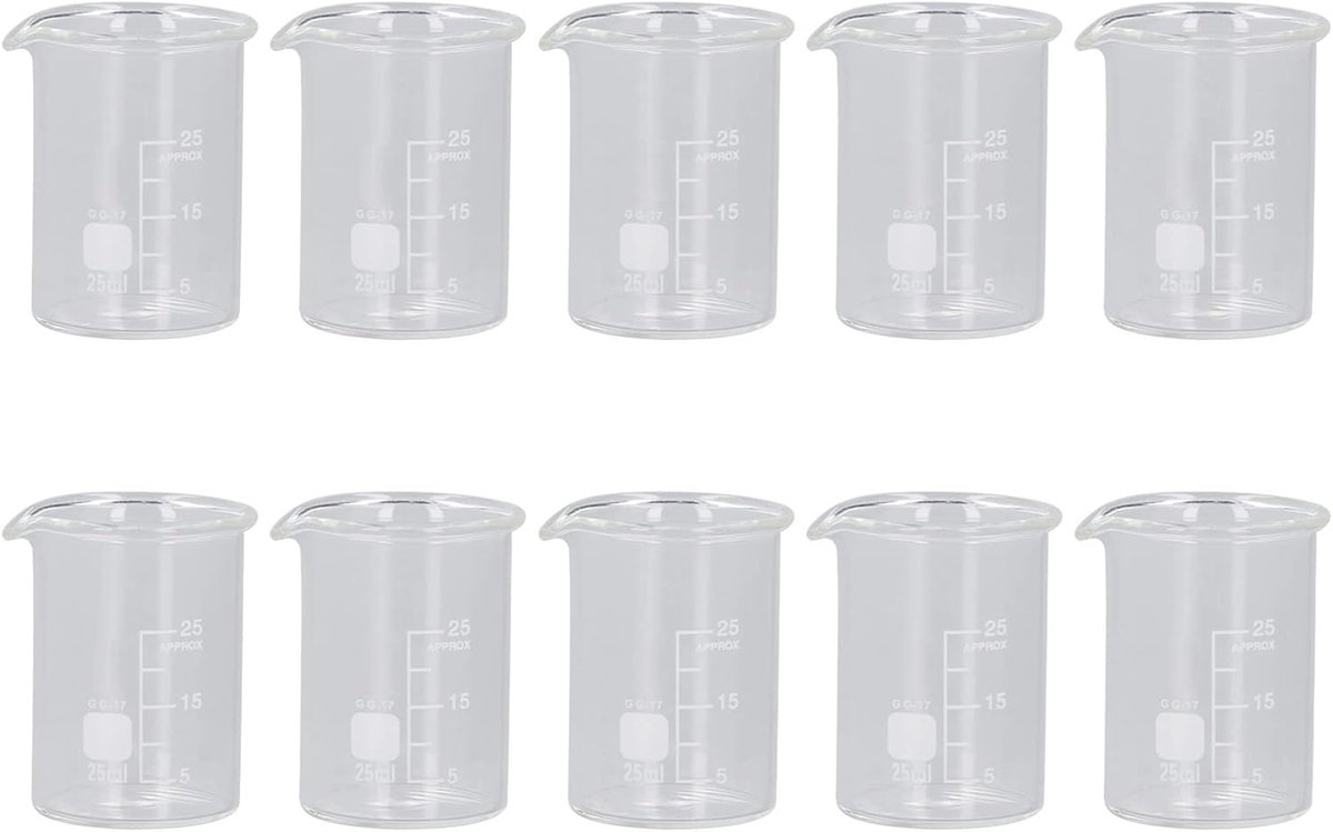 Laboratorium maatbeker 25 ml - glazen bekers - zuur- en alkalibestendig - ideaal voor onderwijs - ShopVlot