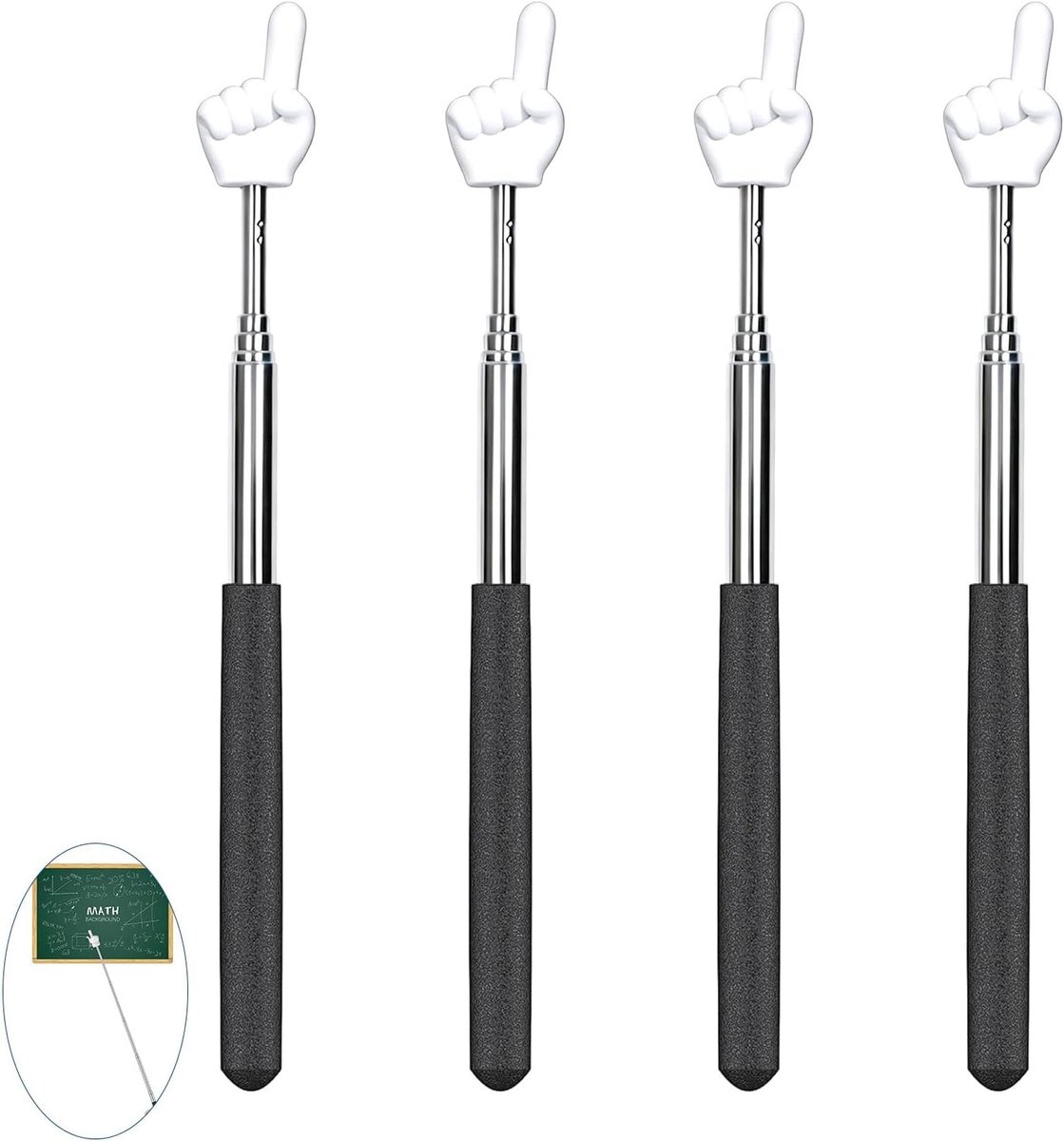 Draagbare intrekbare wijzers voor leraren - verstelbare telescopische stang met comfortabele handgreep, ideaal voor whiteboard-pointers, cursussen en conferenties, 4 stuks