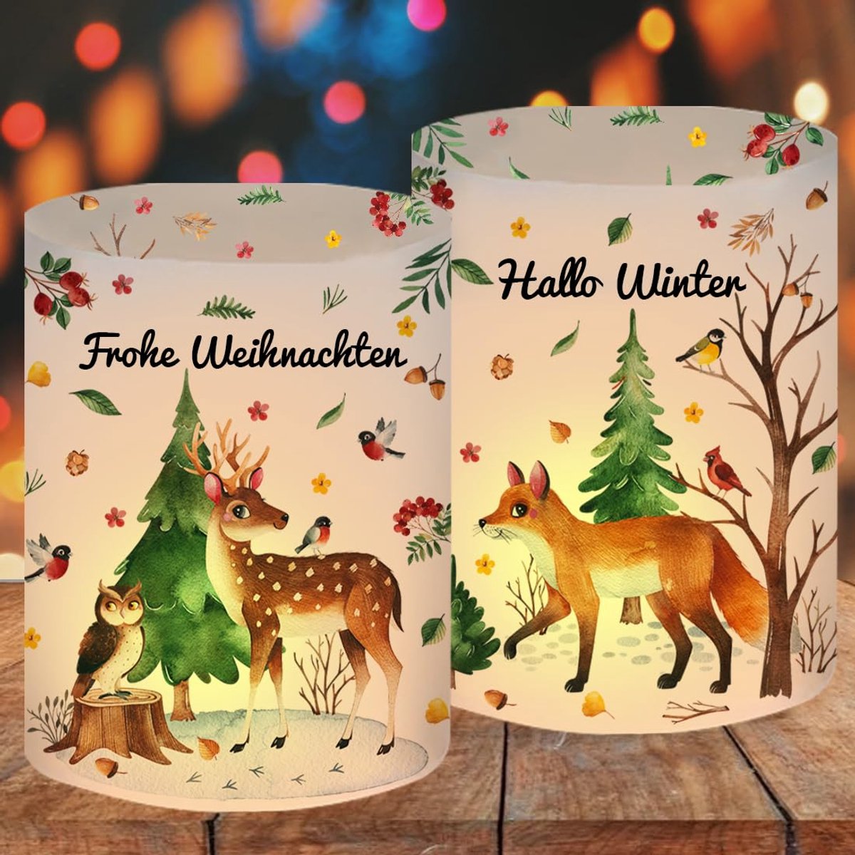 Windlichten tafeldecoratie Kerstmis 12 stuks - Kerstdecoratie - Theelichthouders - Creëer sfeervolle avonden - ShopVlot