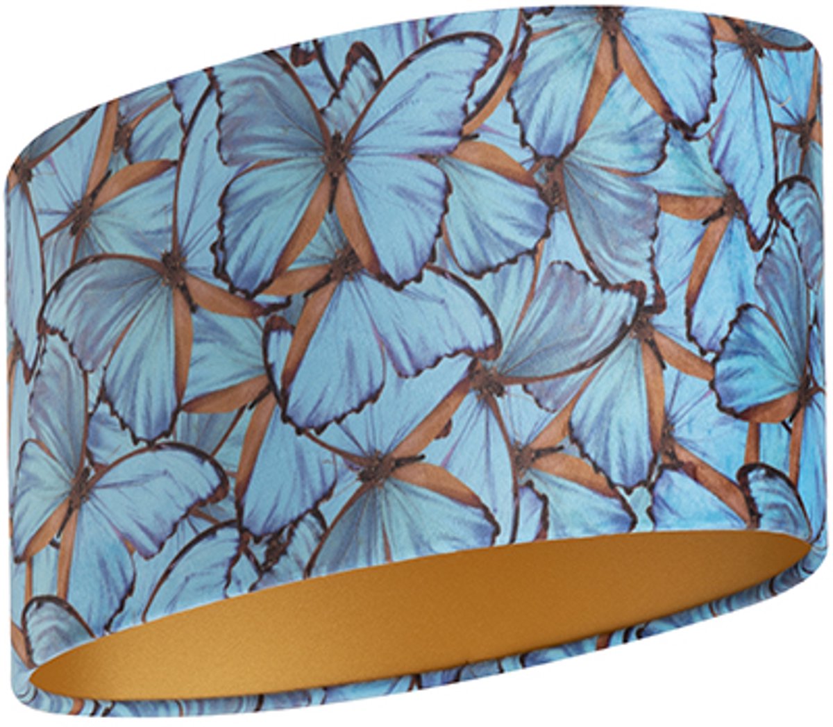 Uniqq Ovale Lampenkap velour vlinder 50 x 33 cm – 26 cm hoog