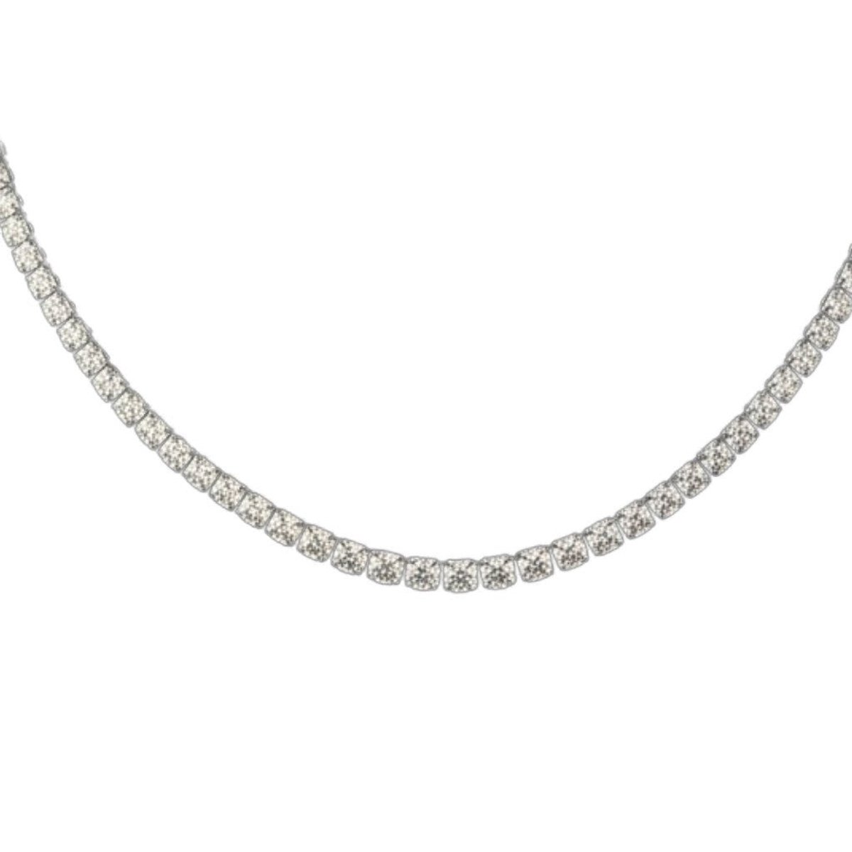 Zilverkleurige Stalen Zirkonia Ketting – Klassieke Dames Collier 4mm - 45cm