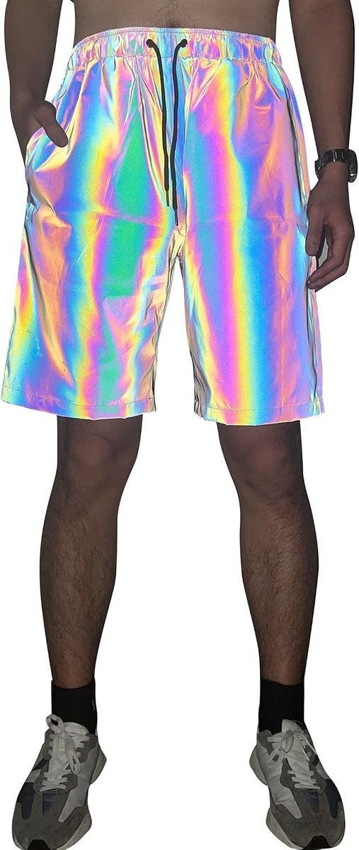 Korte Reflecterende Shorts voor Mannen - Fluorescerende Joggingbroek voor Casual Avonden en Sportactiviteiten