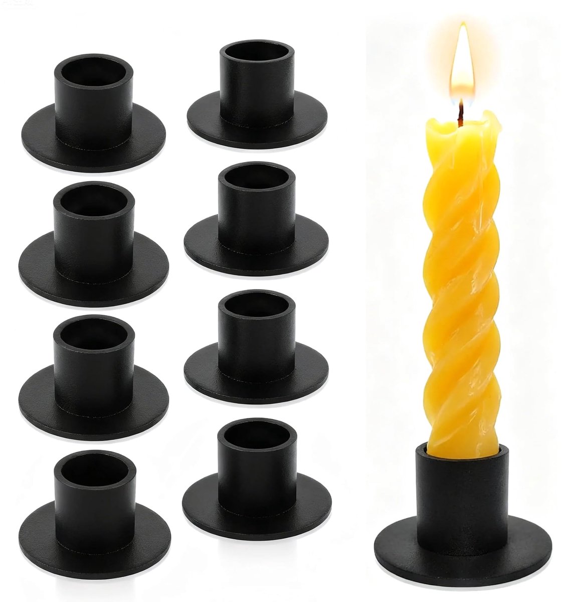 Kaarsenhouder set van 8 - metalen zwart - moderne decoratie - perfect voor sfeervolle avonden - ShopVlot