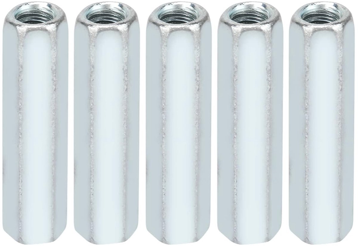 Pack van 5 lange moeren M6 x 40, schroefdop M6, schroefdraadstang voor kleine klussen en dagelijks onderhoud