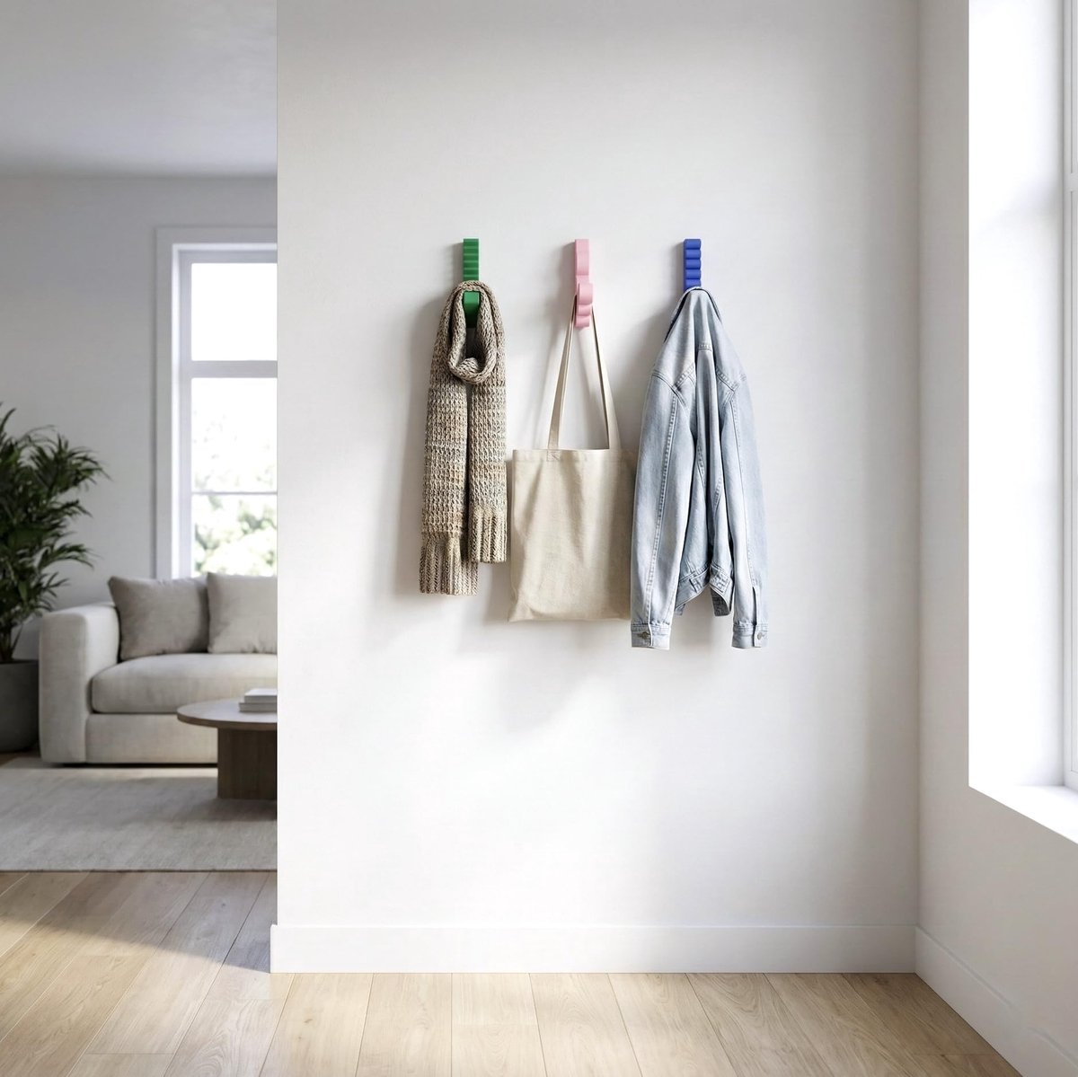 Wandhaak design blauw - moderne wandhaak - kleurrijke wanddecoratie - ideaal voor entree - ShopVlot