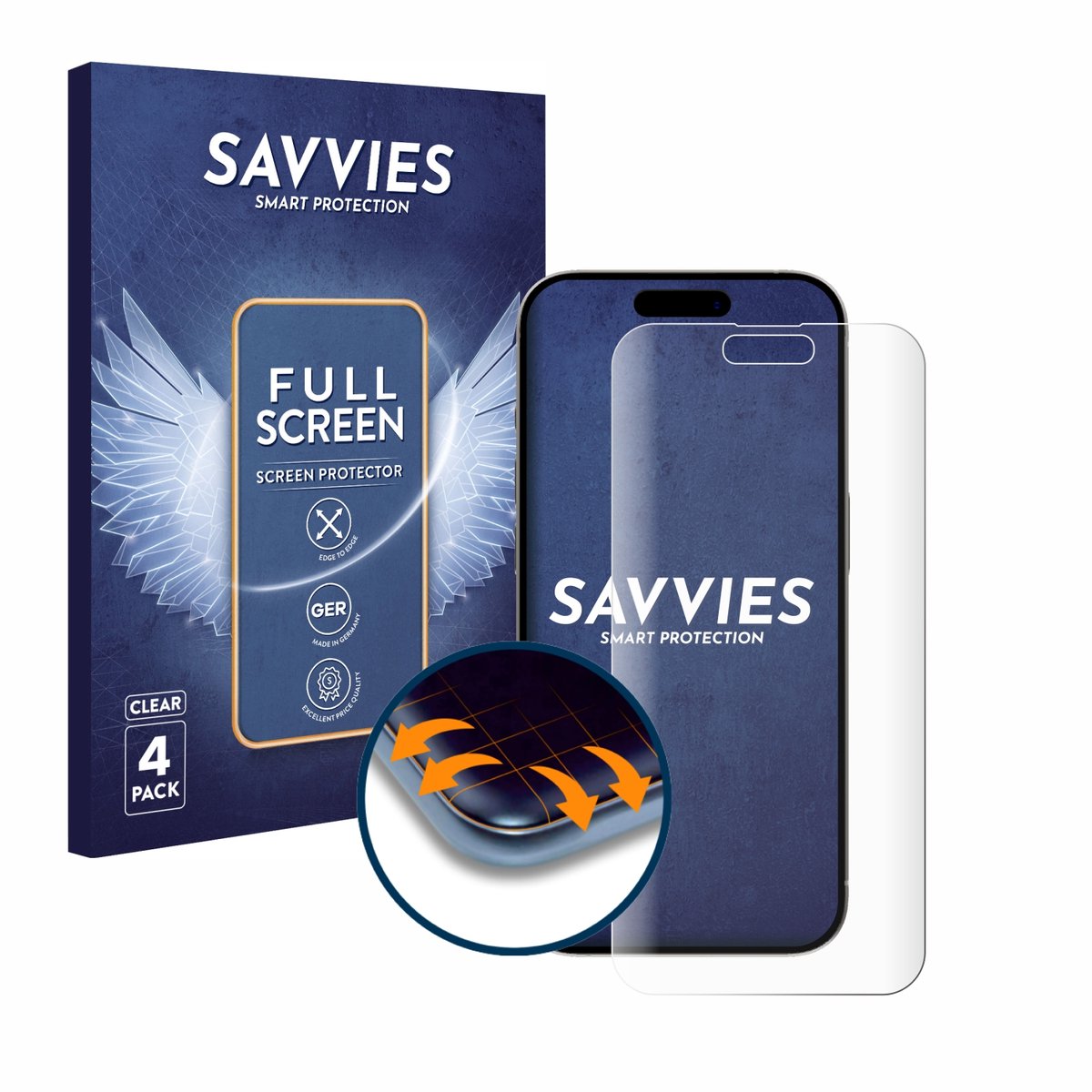 Savvies - Screenprotector voor Apple iPhone 15 Plus - Folie Beschermfolie transparant volledig dekking 4 Stuks
