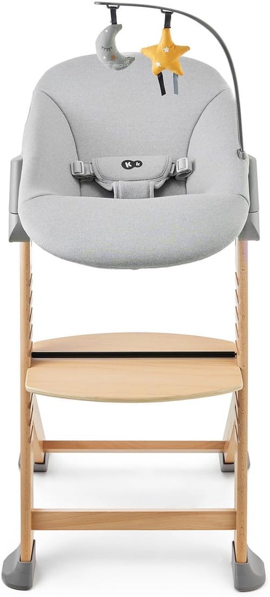 Kinderstoel Bouncer Set - Baby Stoel - Groeit Mee - Natuurlijk Beukenhout - Tot 10 Jaar - Grijs — afbeelding 3
