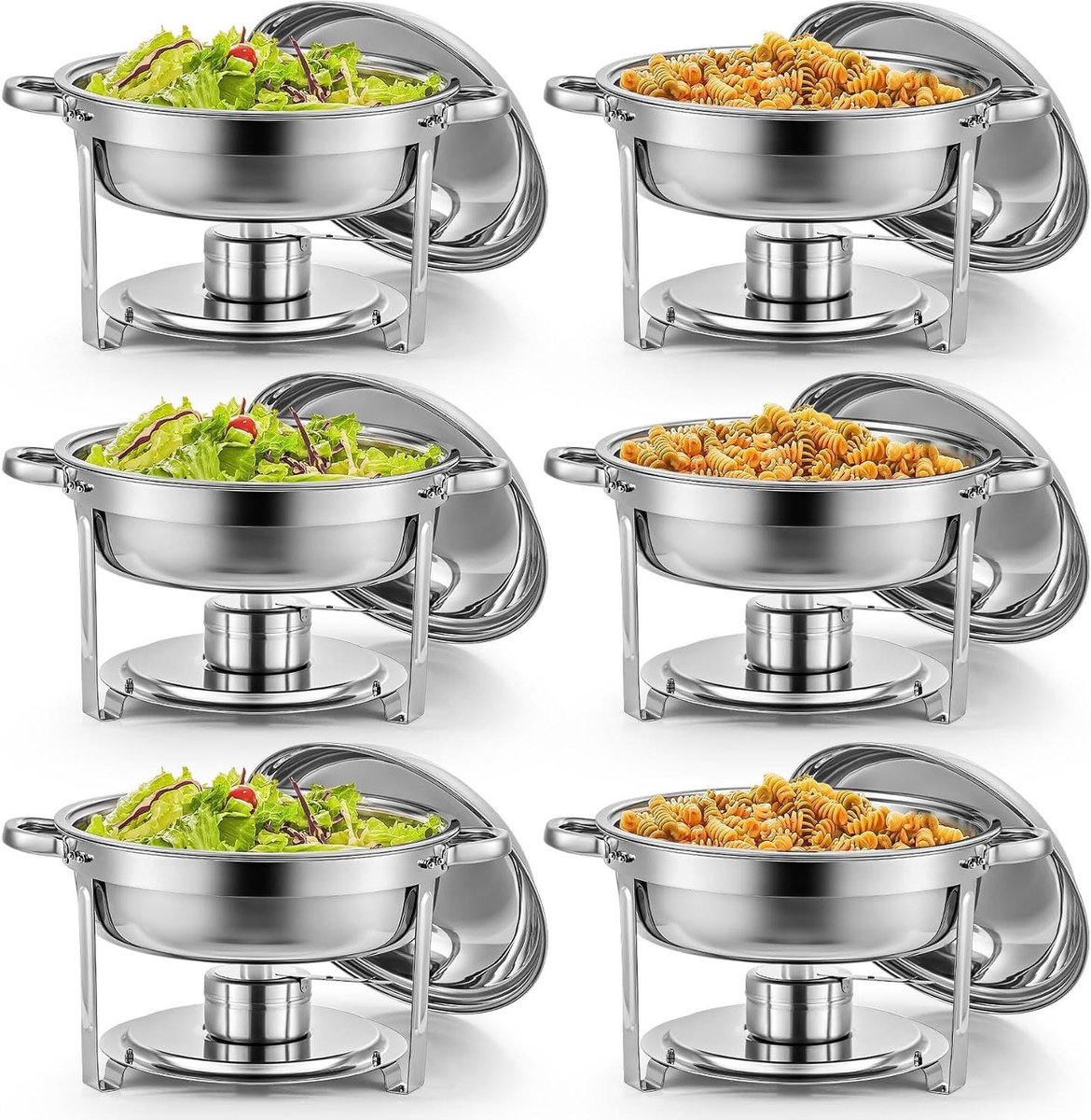 Ronde Voedselwarmer - Buffet Serveerschaal - Grote Gelegenheden - Stapelbaar Ontwerp - 5 Liter Capaciteit - Roestvrij Staal