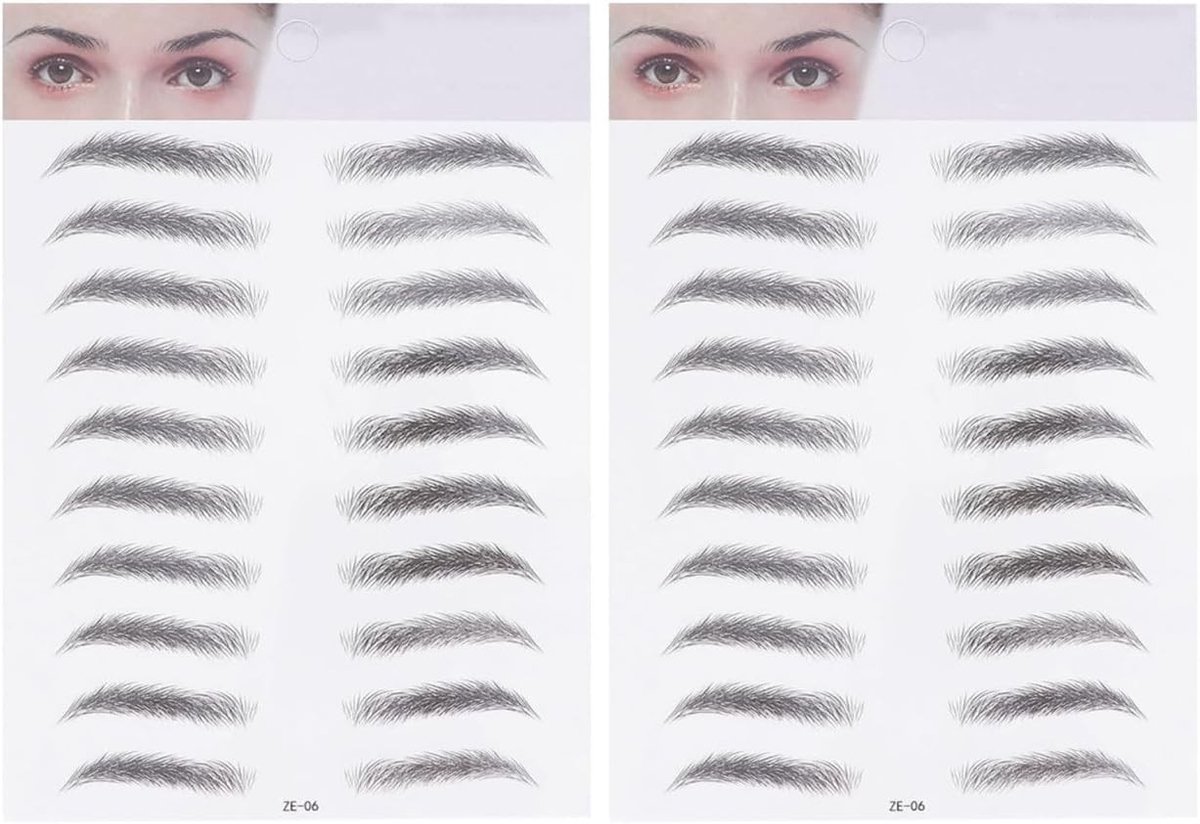 2 vellen waterdichte 3D-wenkbrauwtattoo-stickers voor langdurige wenkbrauwmake-up, huidvriendelijk en haarachtige imitatie voor mannen en vrouwen