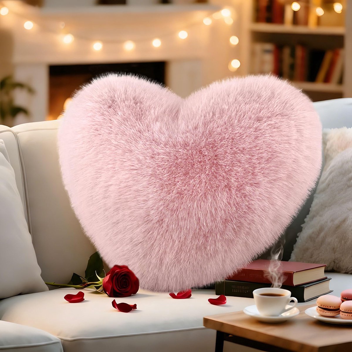 Hartkussen 40 x 50 cm - pluche - roze - perfect Valentijnscadeau - ShopVlot