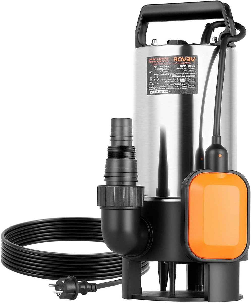 Dompelpomp RVS - Afvalwaterpomp Vuilwater - Water Afvoeren - Automatische Vlotterschakelaar - 20.000 L/U - Zilver