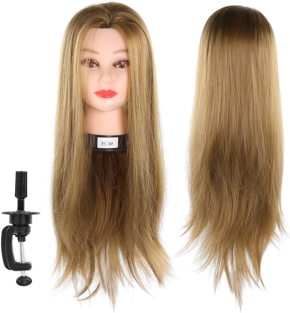 Training Head met Echt Haar en Klem voor Kappers en Kapperszaken - Perfect voor Oefeningen en Styling