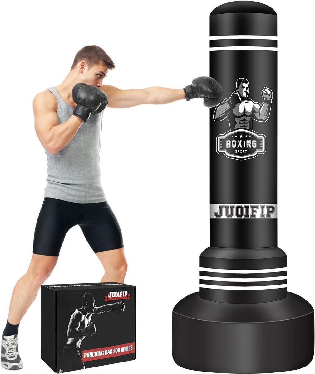 Vrijstaande Bokszak voor Volwassenen, 175 cm, Zware Bokszak met Stand, Kickboksen en MMA Training, Ideaal voor Thuis Fitness