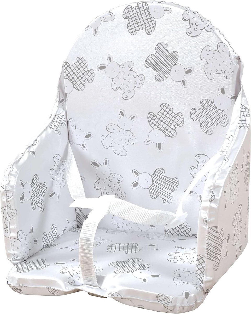 Stoelkussen Kinderen - Baby kussen - Comfortabel eten - Waterproof PVC - Met veiligheidsharnas - Pyjama Konijn