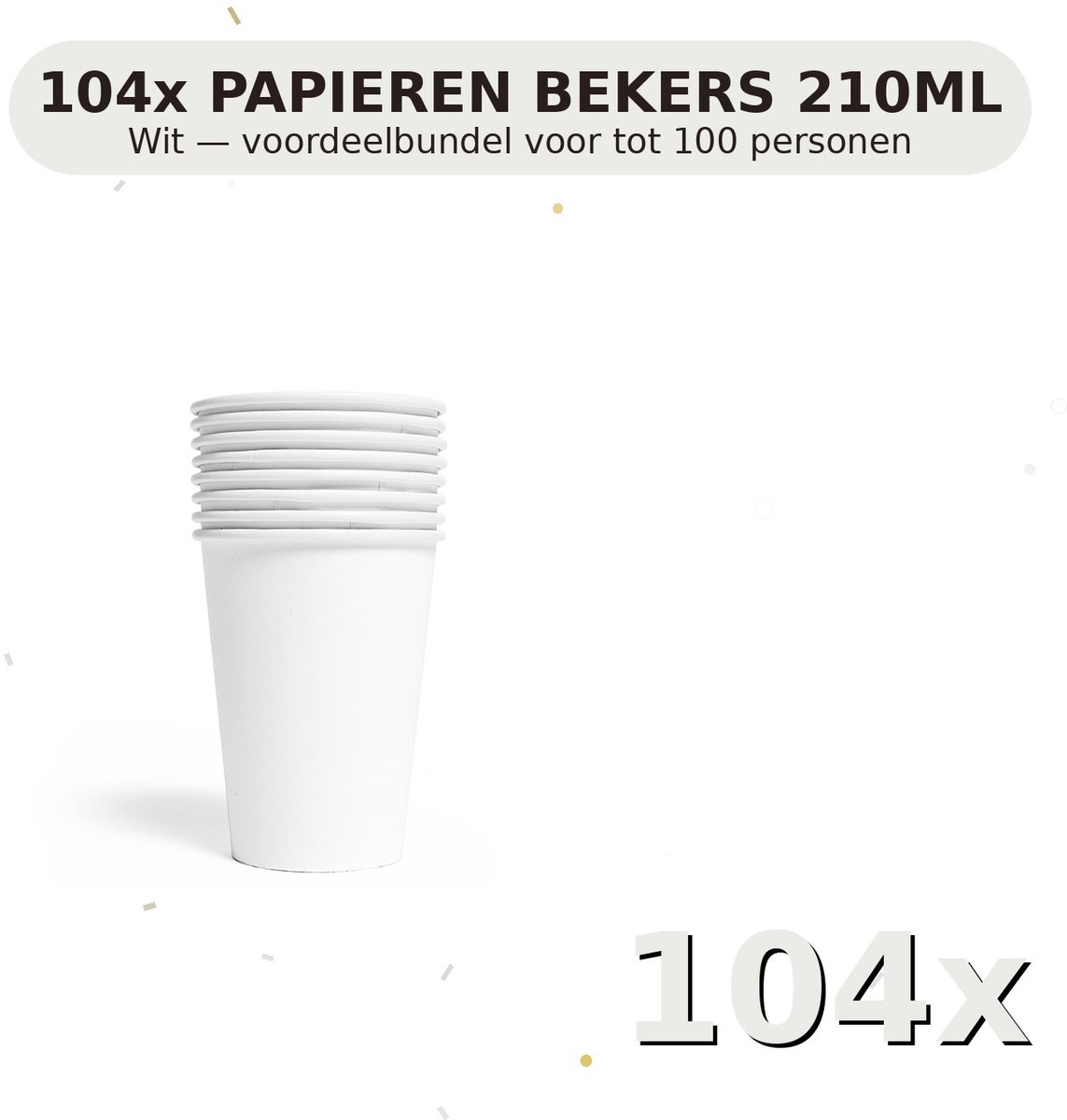 Bekers 210ml FSC Wit - Voordeelverpakking 104 Stuks voor tot 100 Personen - Feestartikelen