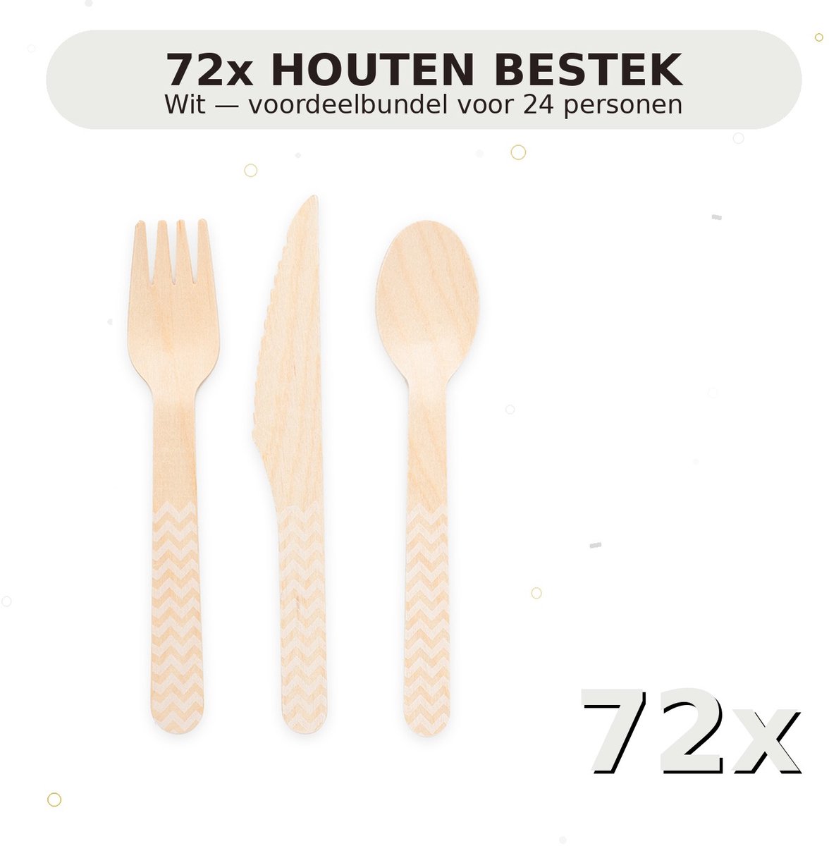 Houten bestek FSC Wit - Voordeelverpakking 72 Stuks voor tot 24 Personen - Feestartikelen
