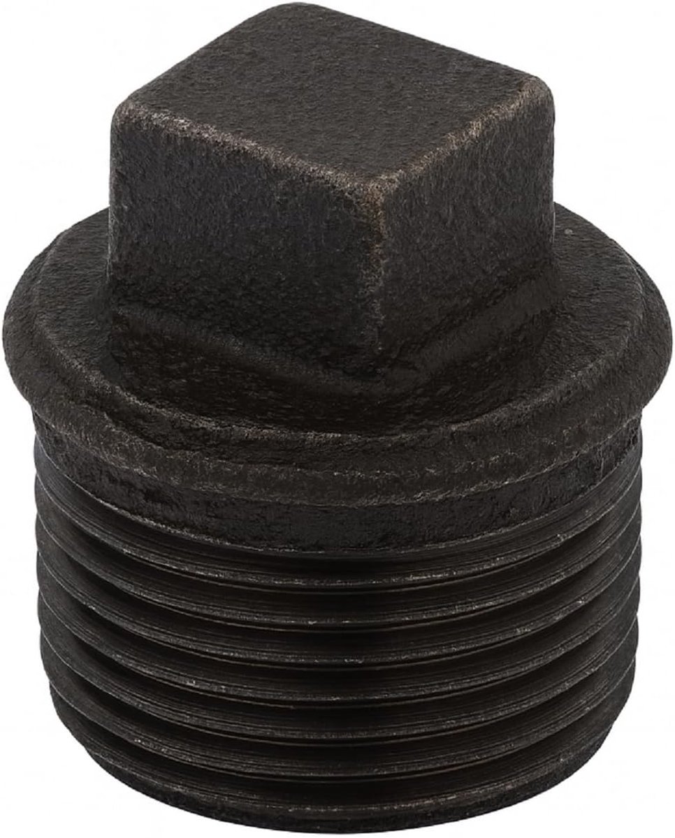 2X 3/4" Male Solid Black Plug - BSP Threaded Iron Fitting for Sealing Pipe Ends - ShopVlot