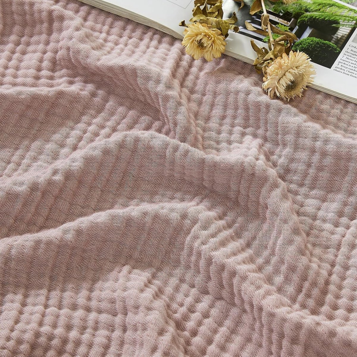 EMME Mousseline Deken 167 x 177 cm, 4-laags gemêleerde stof, Oeko-Tex 100, zachte sprei & knuffeldeken van katoen voor - ShopVlot