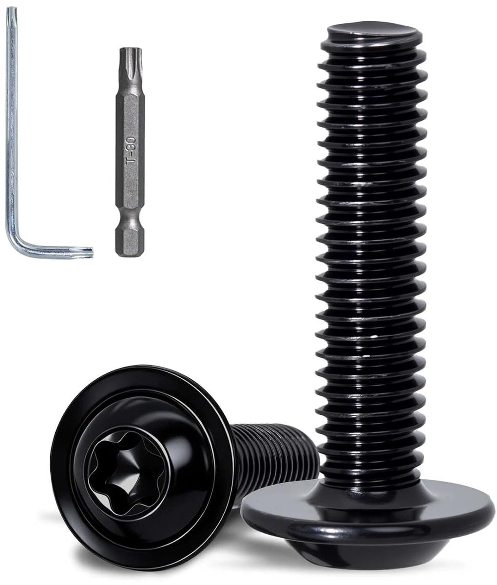 15pcs Lens Head Screws with Flange M6 x 45mm Torx Black Stainless Steel A2 V2A Screws Flat Head Screws Machine Screws - ShopVlot