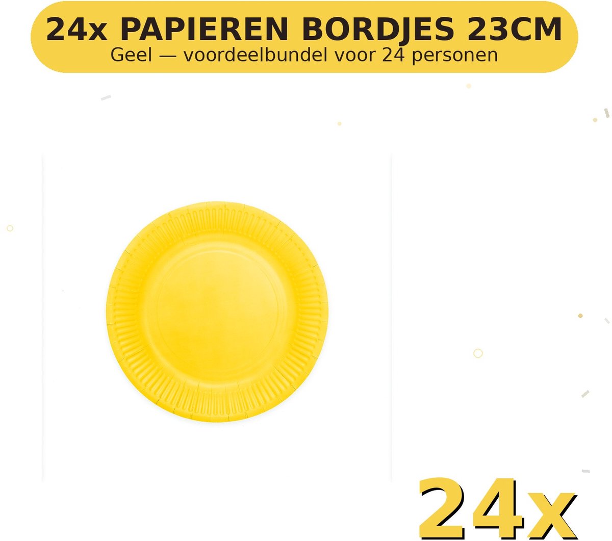 Bordjes 23cm FSC Geel - Voordeelverpakking 24 Stuks voor tot 24 Personen - Feestartikelen