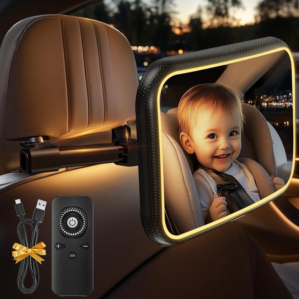 Car Mirror, Baby Rear Seat, 360° Baby Back Seat, Safety Car Seat, Mirror, Rear View Monitor, Baby Backseat with Hook - ShopVlot