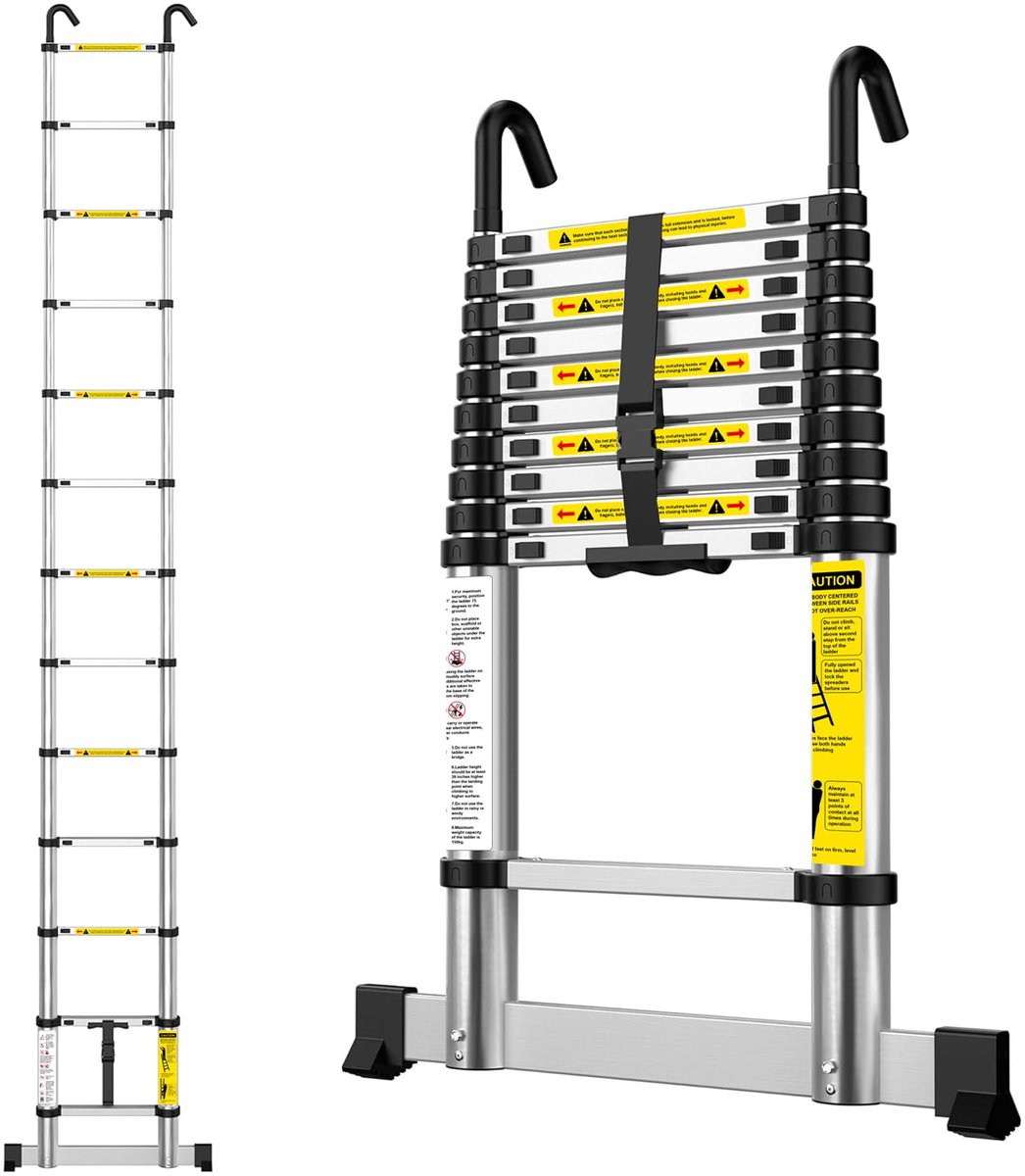 Telescopische Ladder 3,8M - Aluminium - Multifunctioneel - Ideaal voor thuisgebruik - ShopVlot