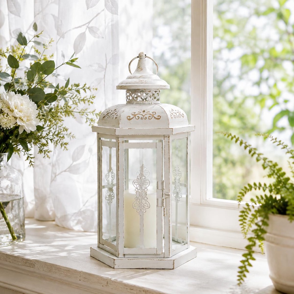 JHY DESIGN Decorative Lanterns, 30cm High, Outdoor Candle Lanterns, Vintage Metal Candle Holder for Indoor and - ShopVlot