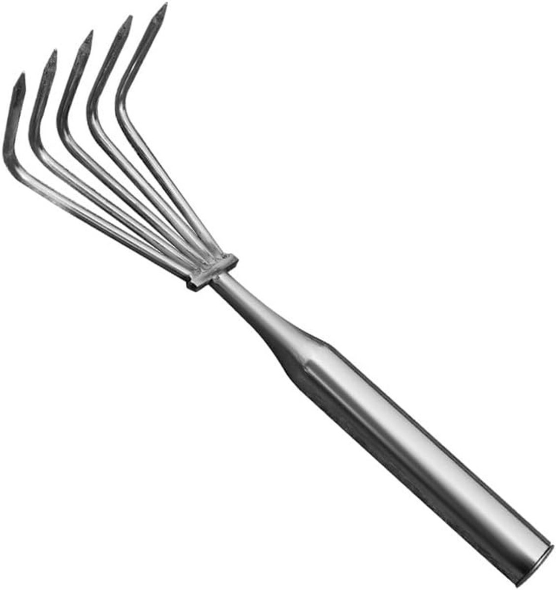 Hoge kwaliteit tuinhark van roestvrij staal voor het cultiveren, losmaken van grond en wieden, 26 cm lang en duurzaam in gebruik