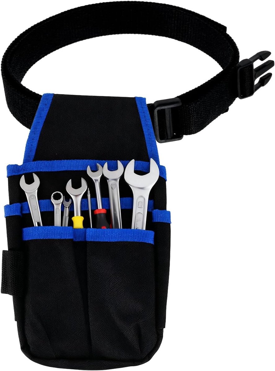 Praktische Gereedschapsriemtas met 6 Compartimenten, 13 x 25 cm, Duurzaam 600D Oxford Stof, Ideaal voor Klusjes, Elektriciens en Technici