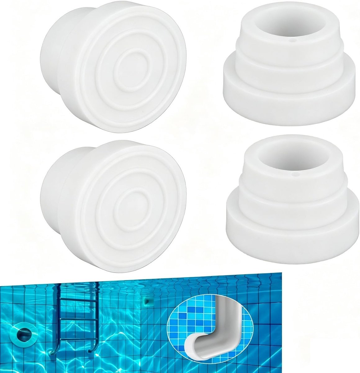 Set van 4 zwembadladderbumpers voor inbouwzwembad, rubberen voetafdekking voor optimale bescherming van zwembadvoering en ladderpijp van 1,9 inch