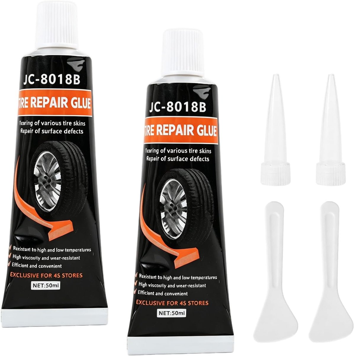 Vulkaniserende autobandlijm set van 2, hoogwaardige rubberreparatie, inclusief mondstuk en trekker, ideaal voor motorfiets en fiets, 100 ml