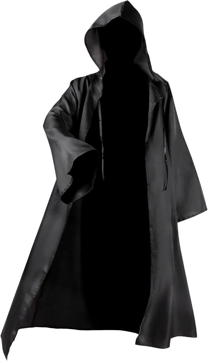 Vampier Cape met Kap voor Halloween, Cosplay en Carnaval - Kostuum voor Volwassenen en Kinderen, Zwarte Robe voor Feestjes en Theatrale Optredens
