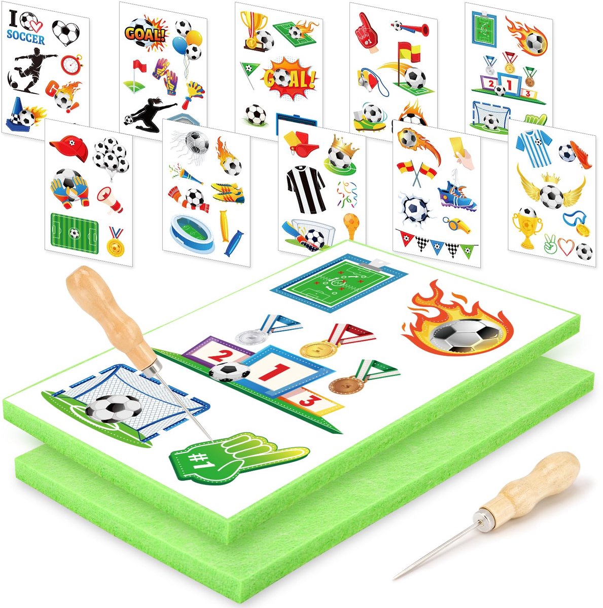 Prikset met 3 priknaalden - 2 viltjes - 10 borduurafbeeldingen - creatief knutselen - ShopVlot
