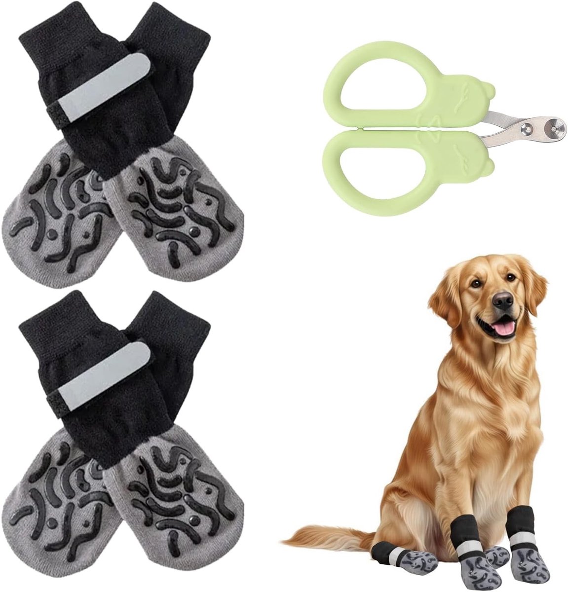 Comfortabele Antislip Sokken voor Honden - 4 Paar Binnen Sokken voor Pootbescherming en Veiligheid op Houten Vloeren