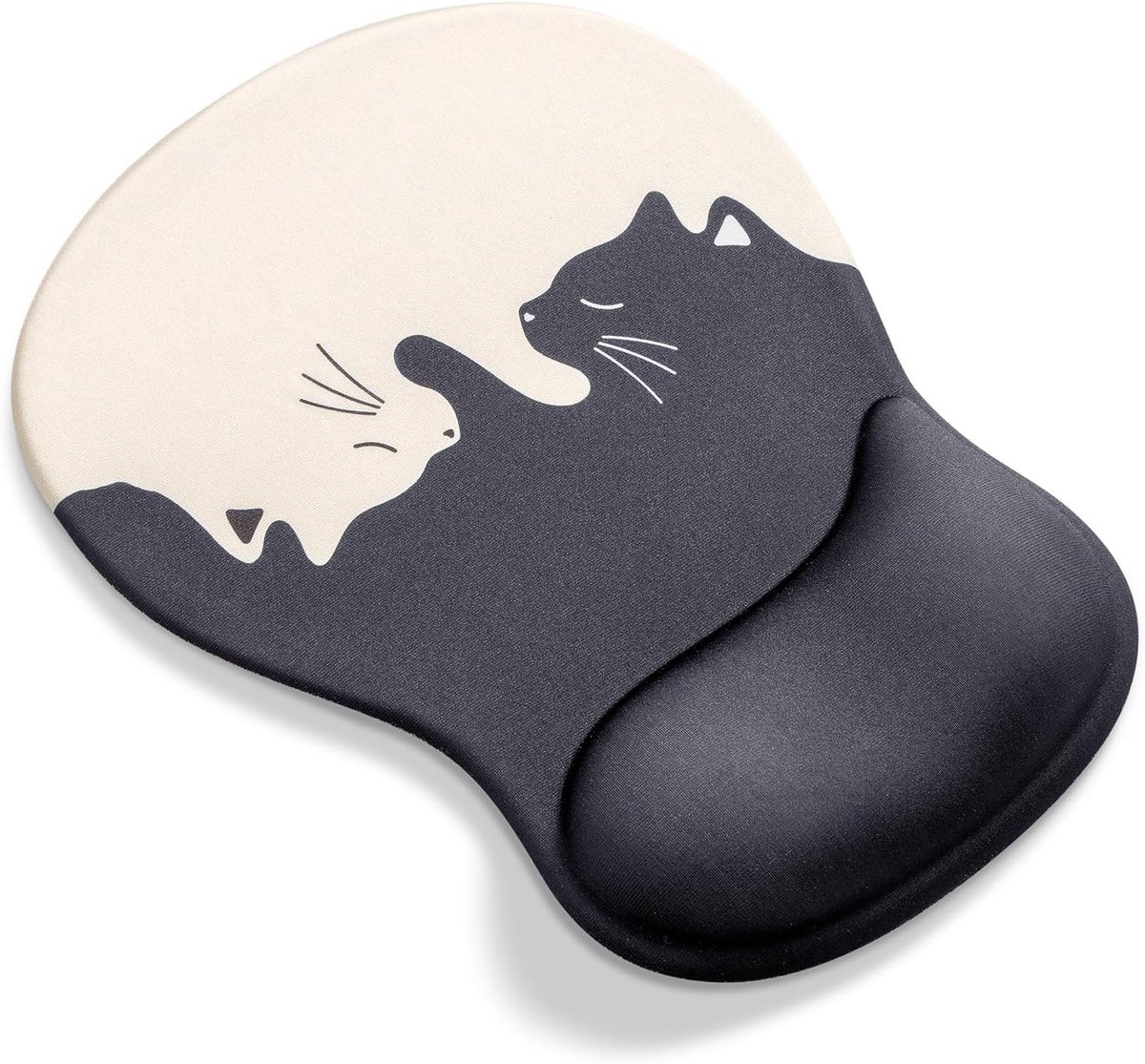 Ergonomische Muismat met Polssteun en Kat Motief, Gel Kussen voor Comfortabel Werken op Kantoor
