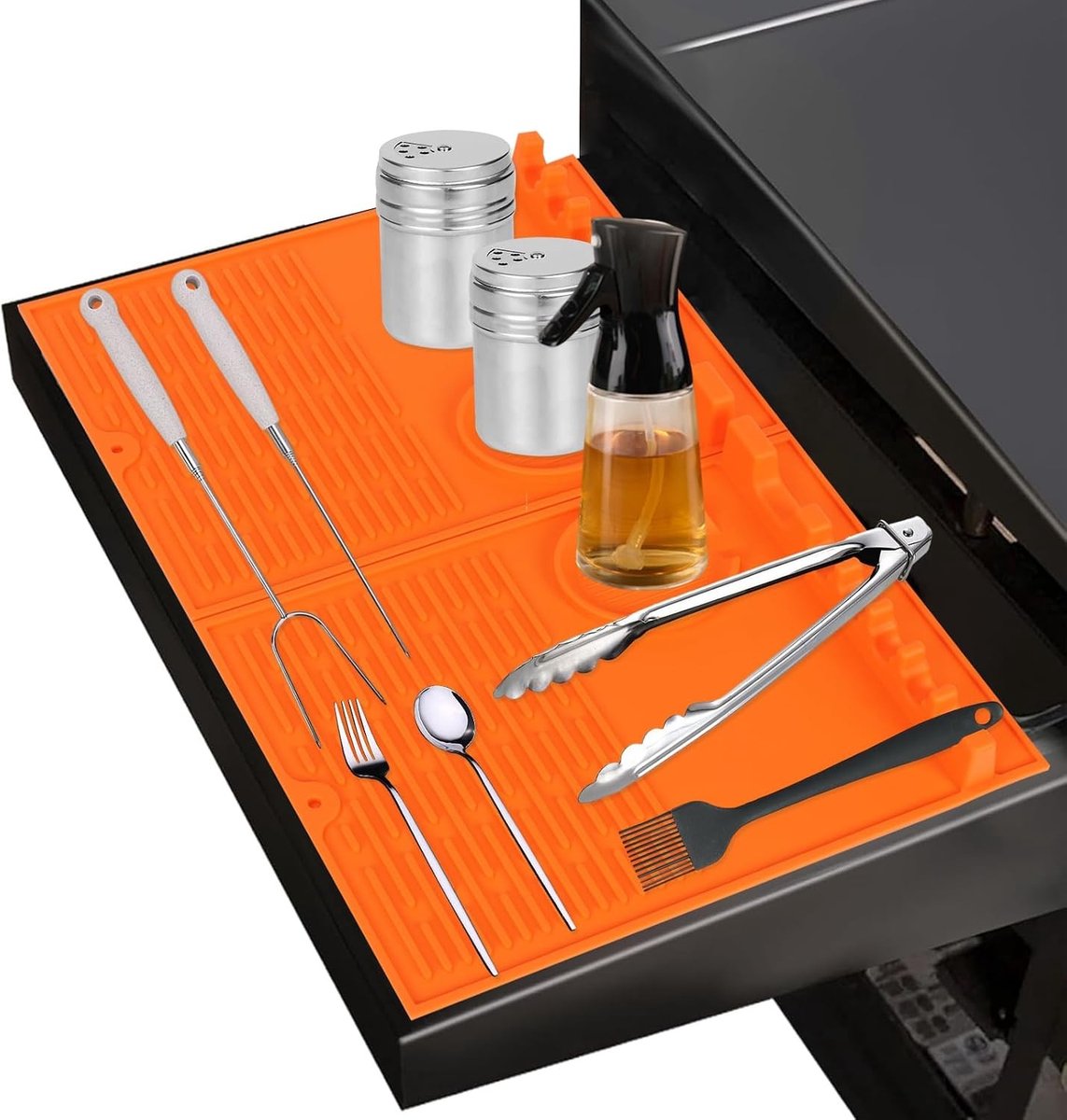 Grillaccessoires met siliconen mat voor buitenkeuken, hittebestendige ondergrond voor barbecue en grillplezier
