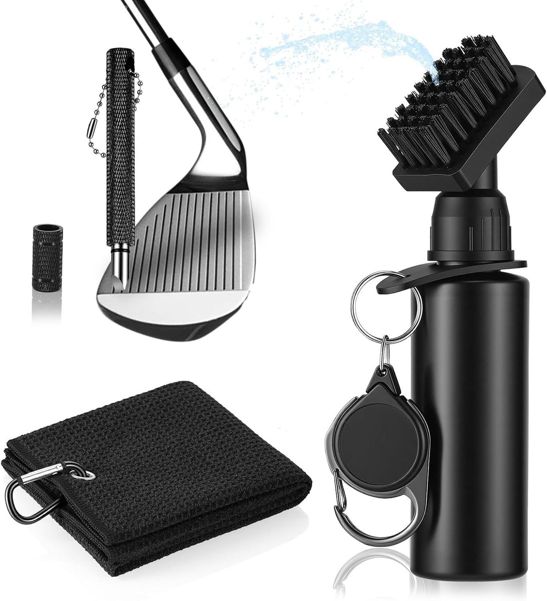 Complete Golf Club Cleaner Set met Borstel, Handdoek en Groefreiniger - Ideale Accessoires voor Golfliefhebbers