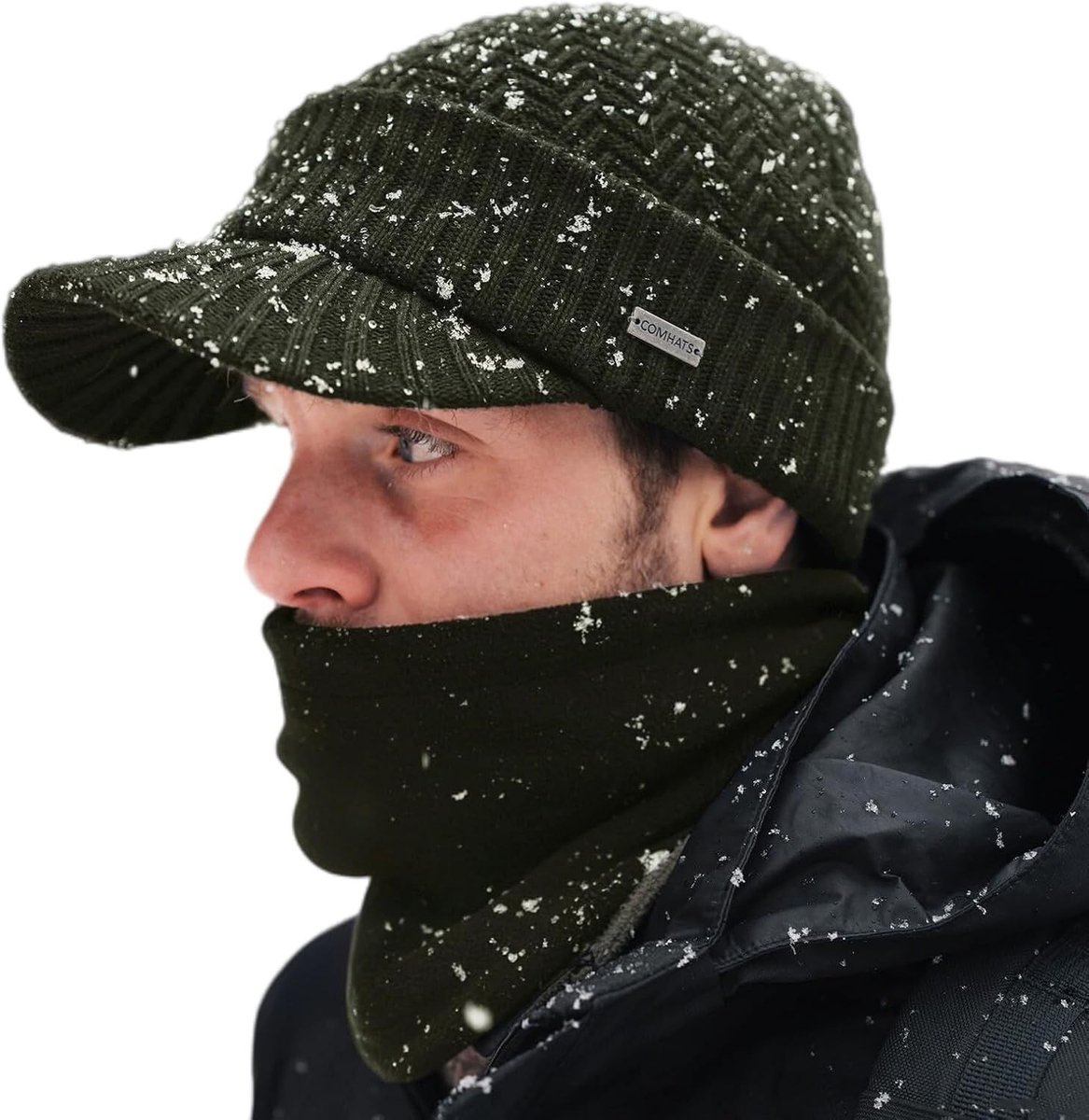 Unisex Warme Gebreide Muts van Wol met Bijpassende Sjaal voor Mannen en Vrouwen, Perfect voor de Winter
