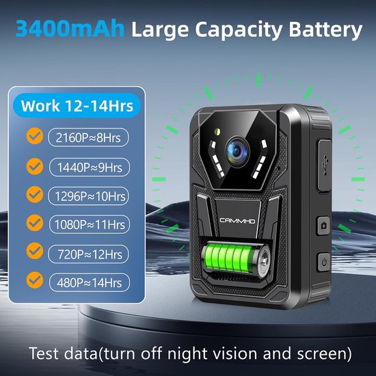Draagbare Camera - Bodycam HD - Beelden Vastleggen - Nachtzicht Infrarood - 32 GB Opslag - Zwart — afbeelding 4