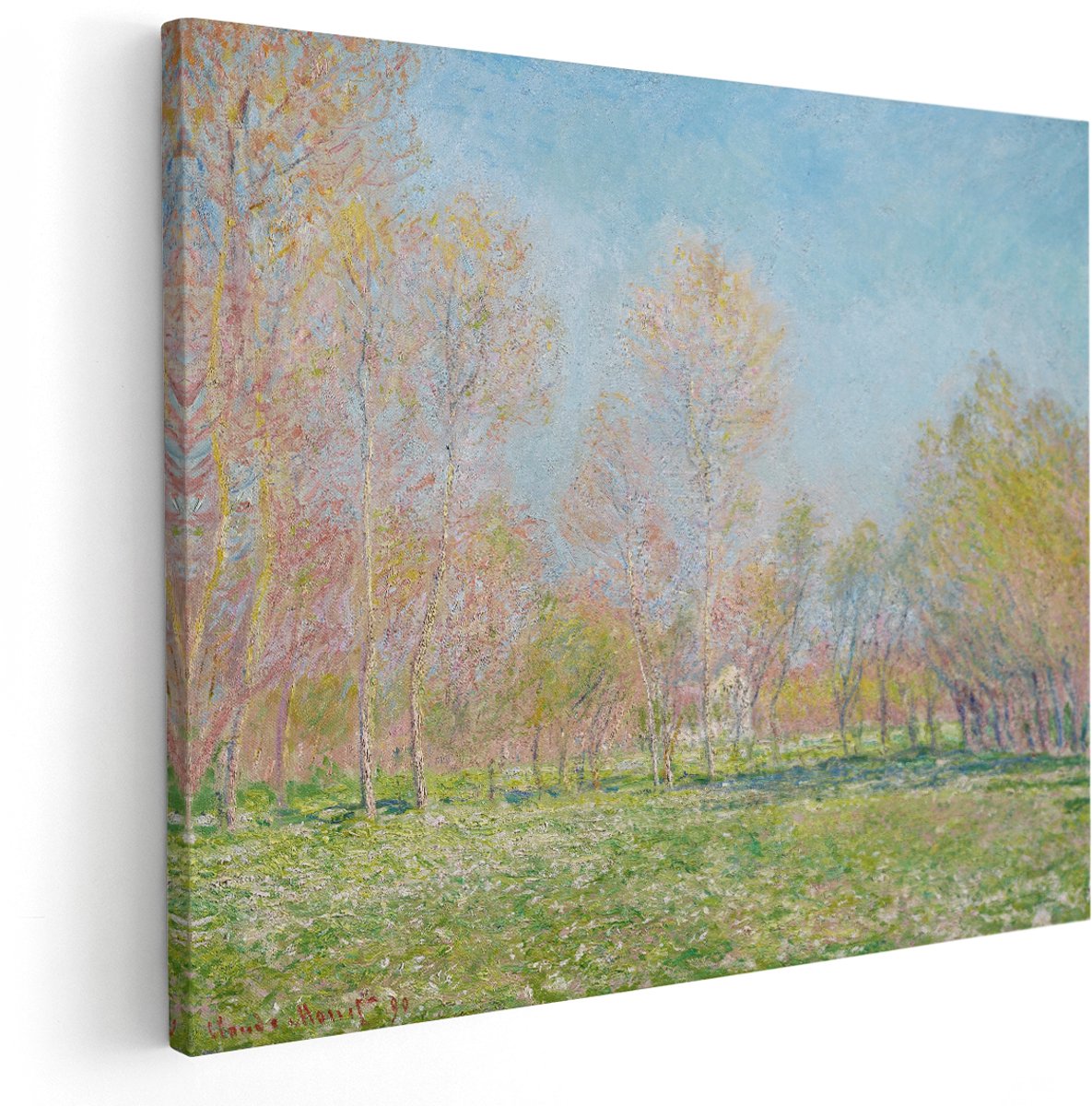 Artaza Canvas Schilderij Landschap Monet - 150x120 cm - Groot - Wanddecoratie Lente Bomen - Muurdecoratie Impressionisme - Schilderijen Op Canvas Natuur