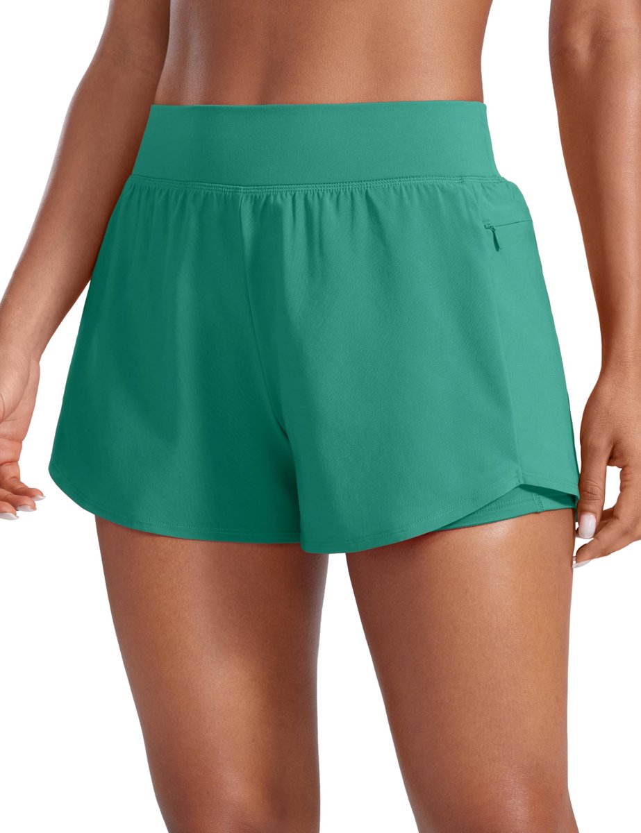 CRZ YOGA 2-in-1 hardloopshort met dubbele laag 3'' Cascadia Groen M - ShopVlot