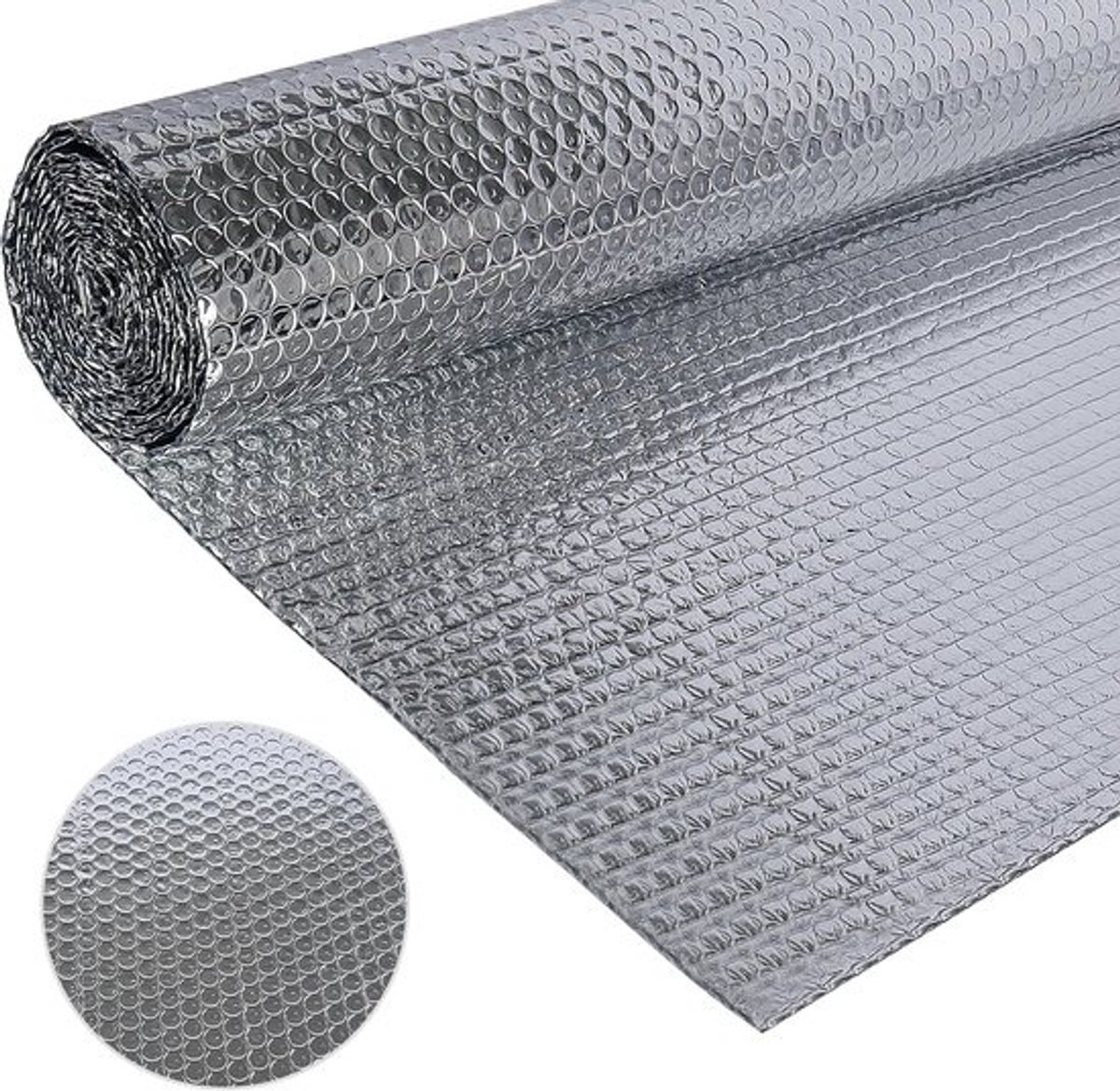 Isolatiemateriaal Dubbelzijdig Aluminium Folie 120 cm x 4.6 m - 3mm Dikke Reflecterende Warmte-Isolatie