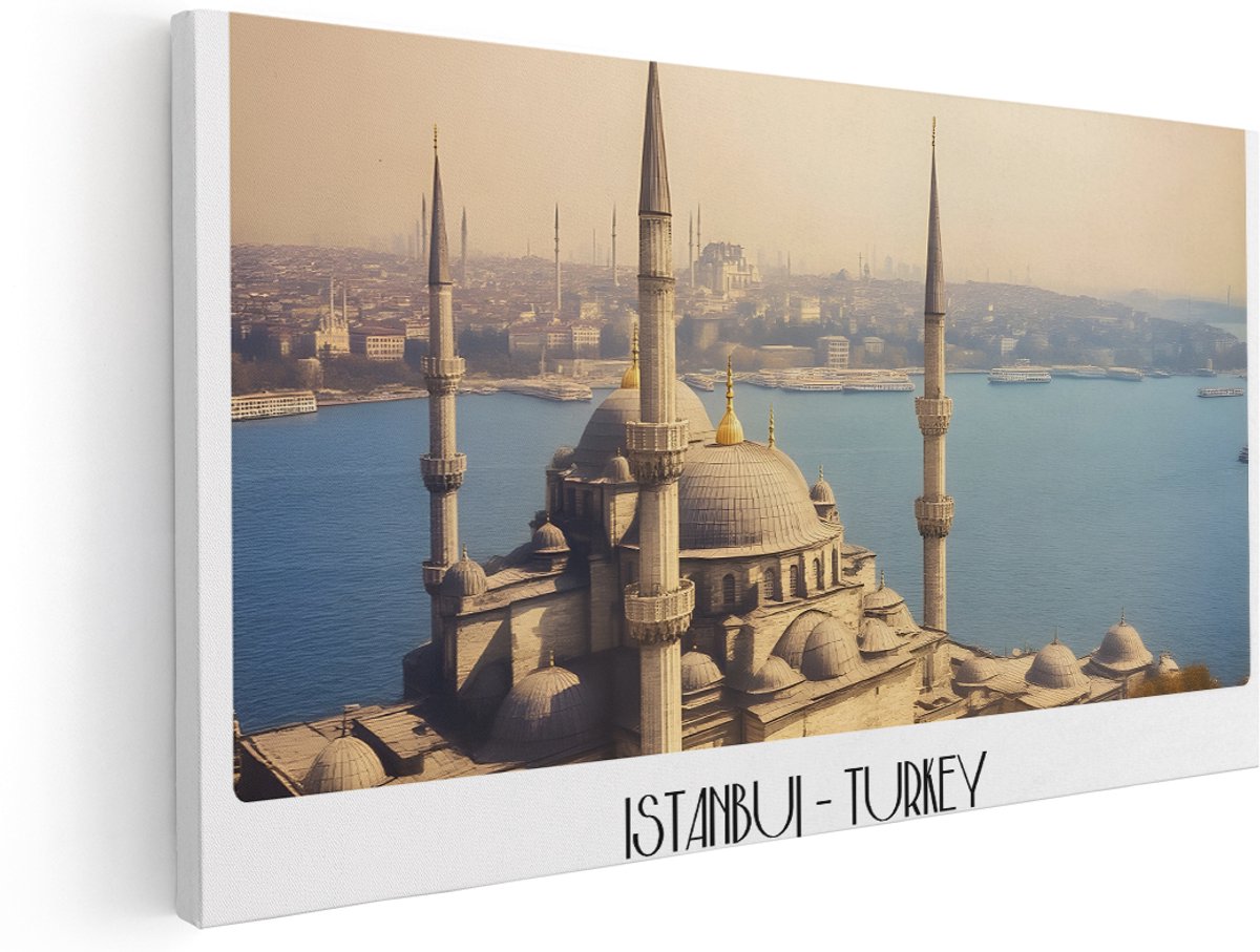Artaza Canvas Schilderij Moskee - 160x80 cm - Groot - Wanddecoratie Istanbul Skyline - Muurdecoratie Islamitische Kunst - Schilderijen Op Canvas Turkije