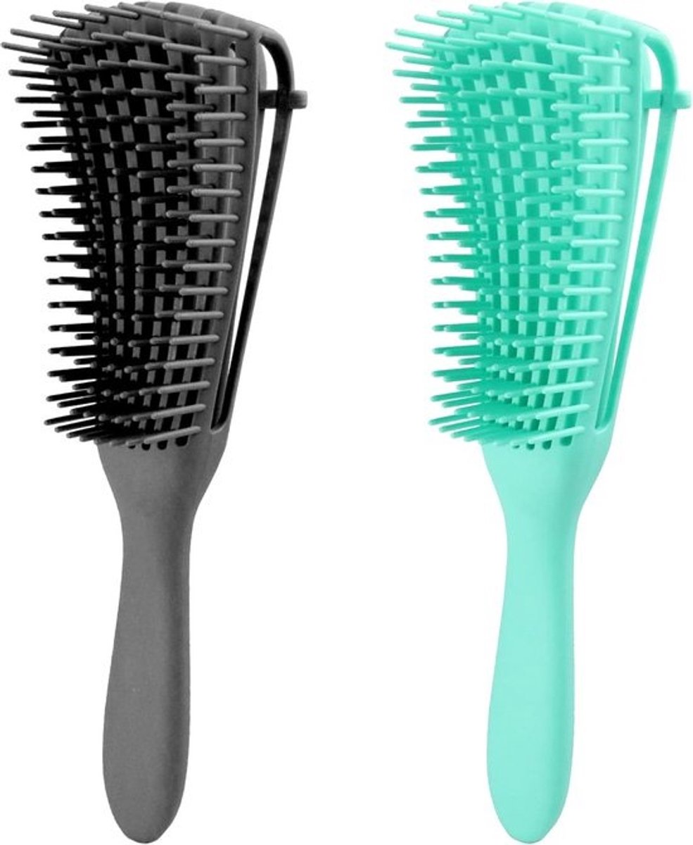2 Stuks Haarontwarrende Borstel Set voor Krullend en Kinky Haar - Inclusief Golvend en Coily Texturen