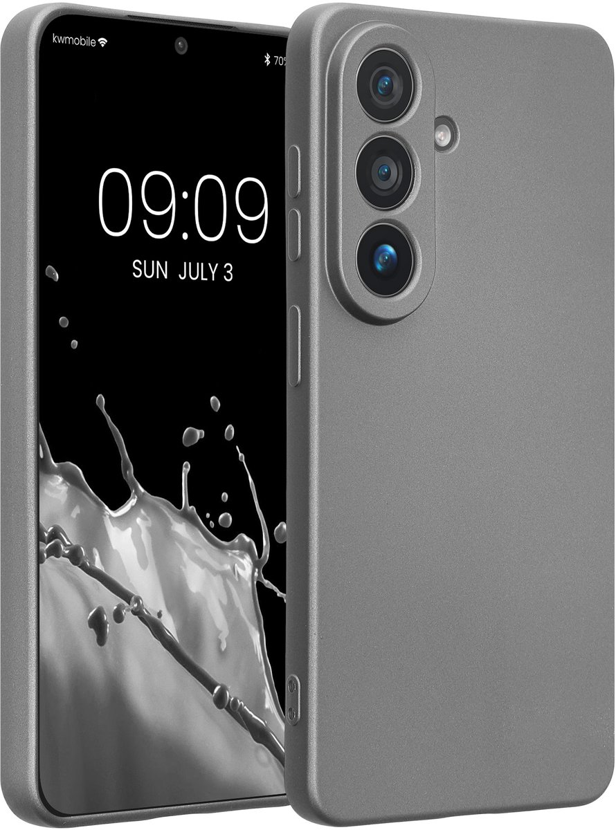 kwmobile metallic telefoonhoesje van TPU - geschikt voor Samsung Galaxy S26 - Flexible case voor smartphone - In metallic grijs