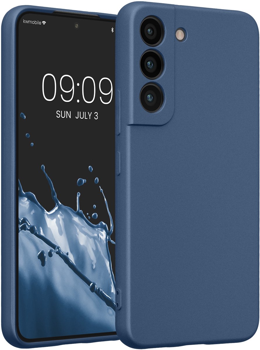 kwmobile metallic telefoonhoesje van TPU - geschikt voor Samsung Galaxy S22 - Flexible case voor smartphone - In metallic blauw
