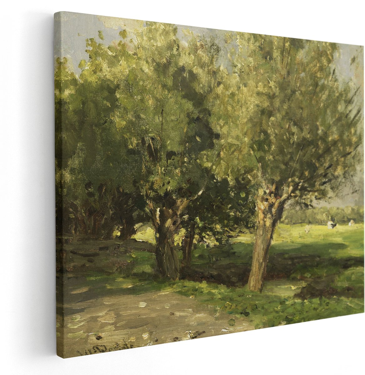Artaza Canvas Schilderij Wilgebomen - Willem Roelofs - 150x120 cm - Groot - Kunst - Wanddecoratie Woonkamer