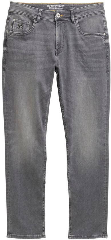 Donkergrijze regular fit jeans voor heren van Tom Tailor met een knoop- en ritssluiting. De jeans heeft een licht verweerde look.
