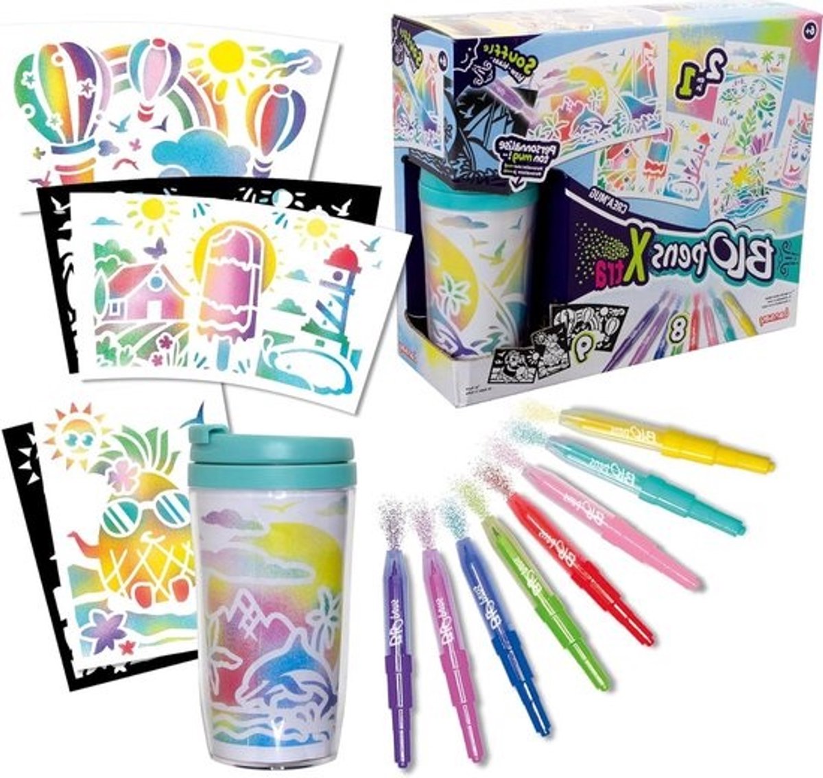 Personaliseringsset Mok - Crea Set - Creatief Knutselen - Airbrush Effect - 8 Stiften - Multi