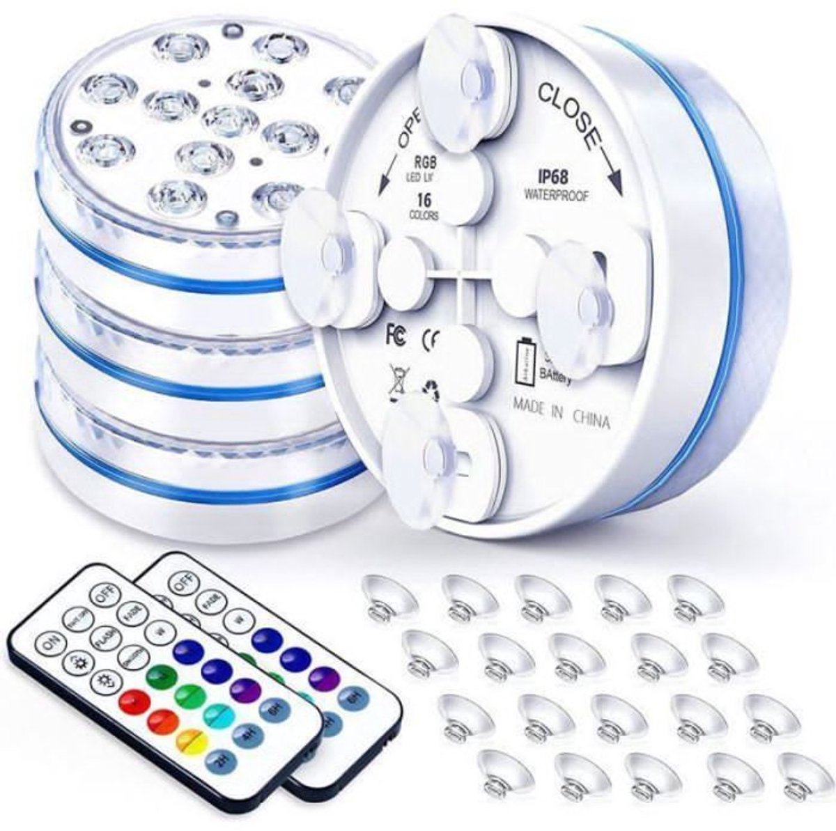 Zwembadverlichting op de grond, 13 RGB LED-parels, met afstandsbediening, IP68 waterdicht, 4 stuks